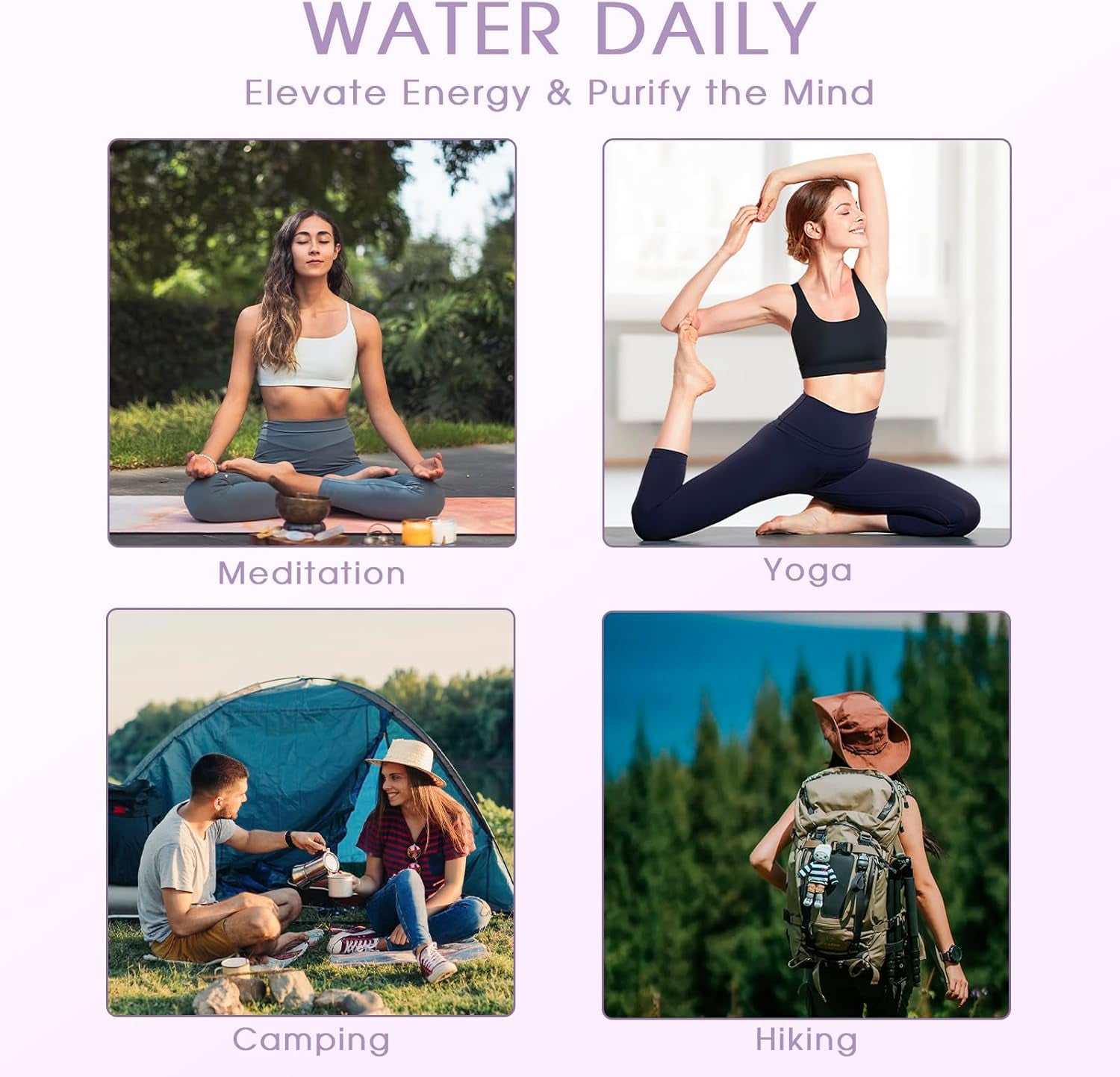 Crystal Glass Water Bottle, Glass Water Bottle with Changeable Natural Crystal Center, Quartz Gemstone Water Bottle for Natural