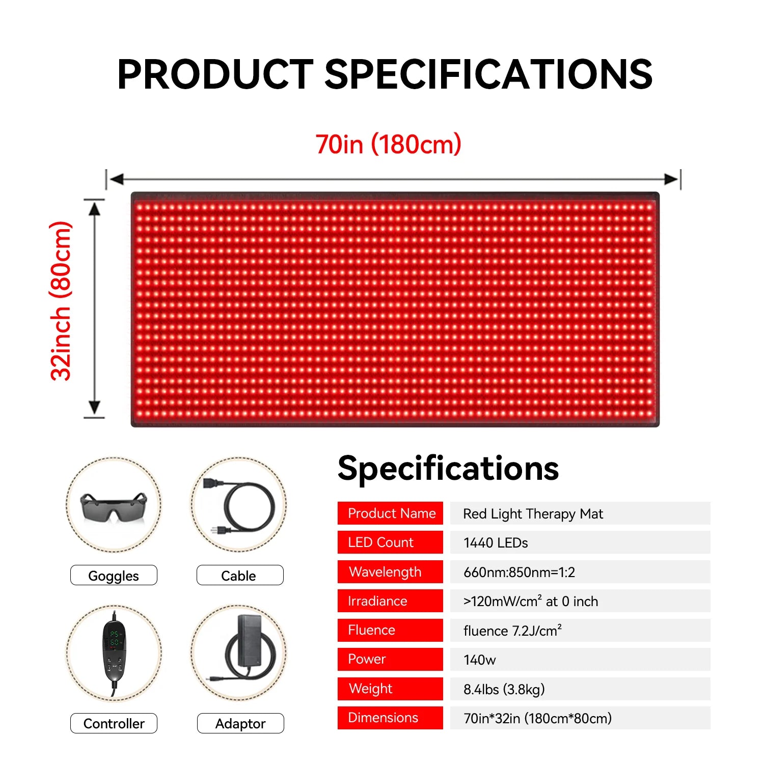 Red and Infrared Light Therapy Mat